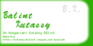 balint kutassy business card